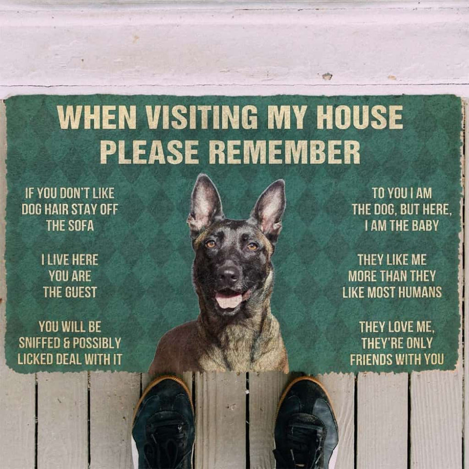 Dog Doormat 3D Please Remember Dutch Shepherd Dogs House Rules Custom Doormat