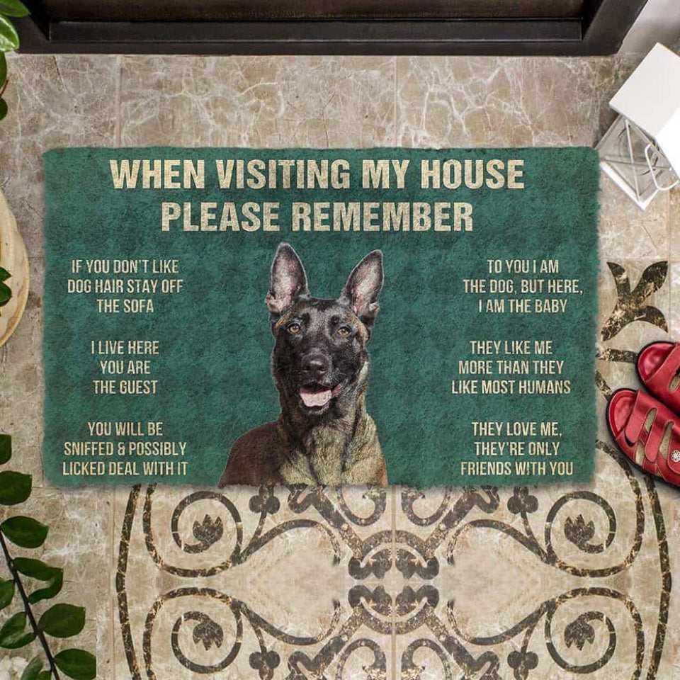 Dog Doormat 3D Please Remember Dutch Shepherd Dogs House Rules Custom Doormat