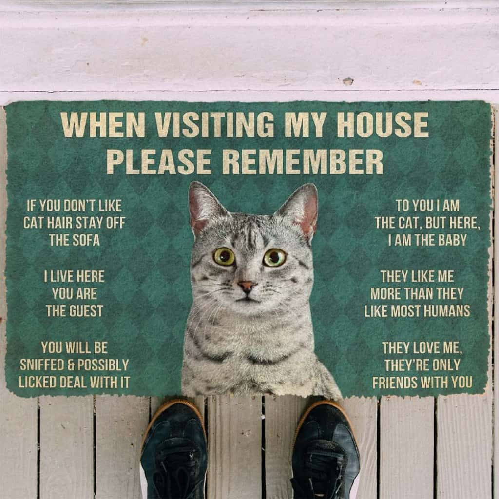 Dog Doormat 3D Please Remember Egyptian Mau Cats House Rules Custom Doormat