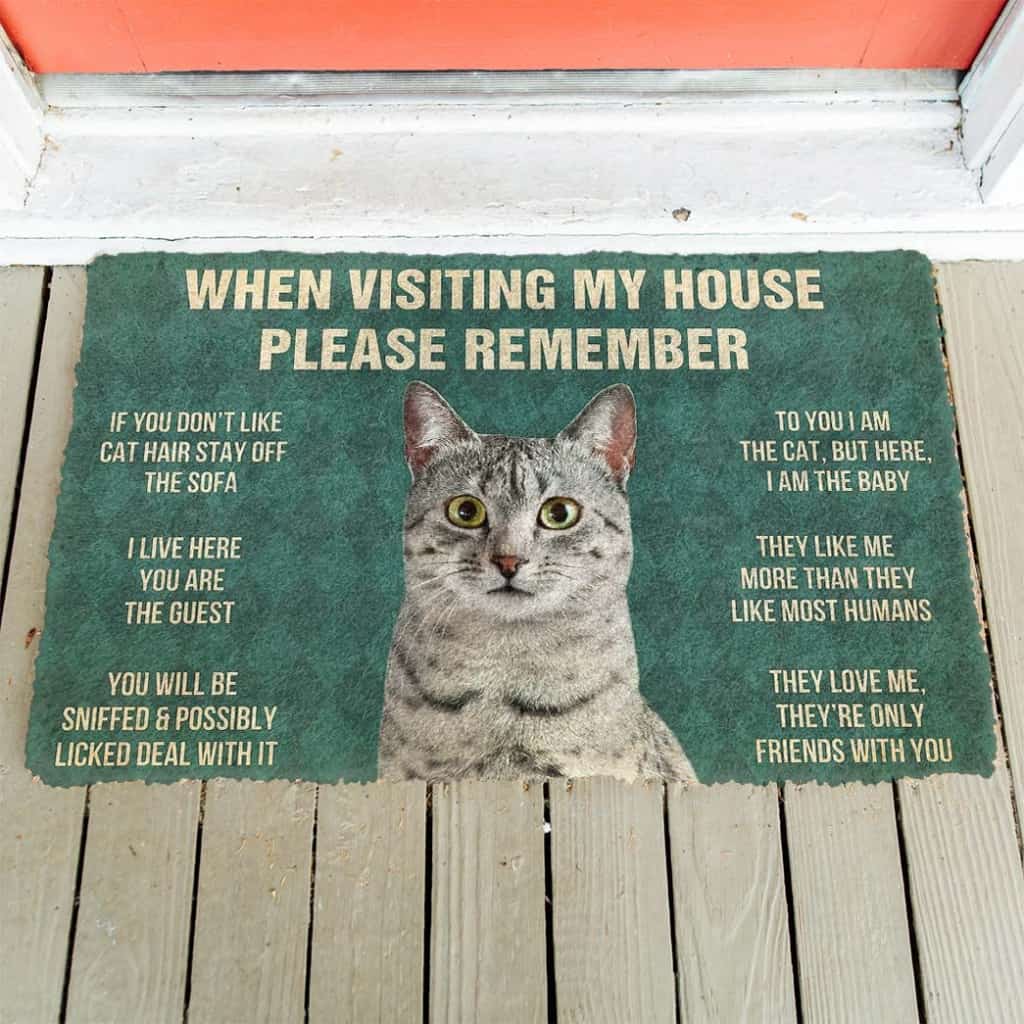 Dog Doormat 3D Please Remember Egyptian Mau Cats House Rules Custom Doormat