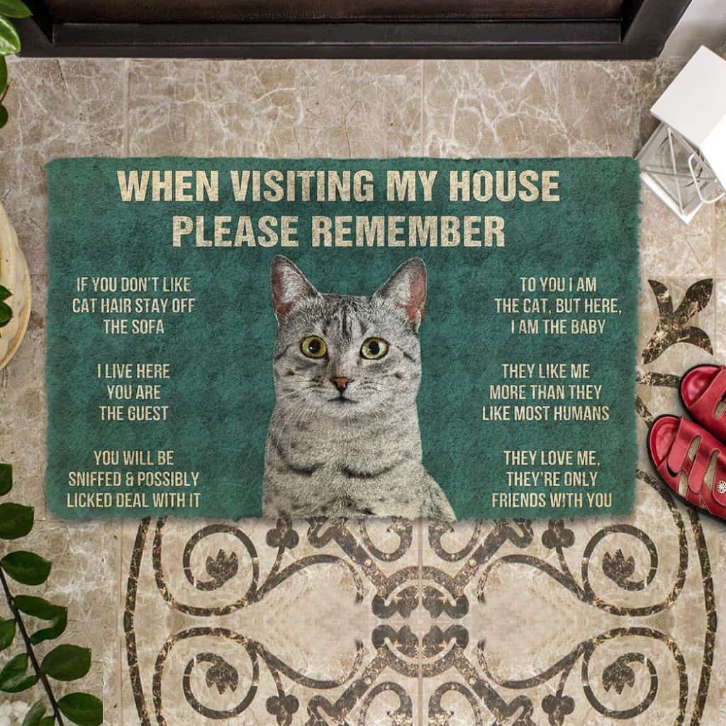 Dog Doormat 3D Please Remember Egyptian Mau Cats House Rules Custom Doormat