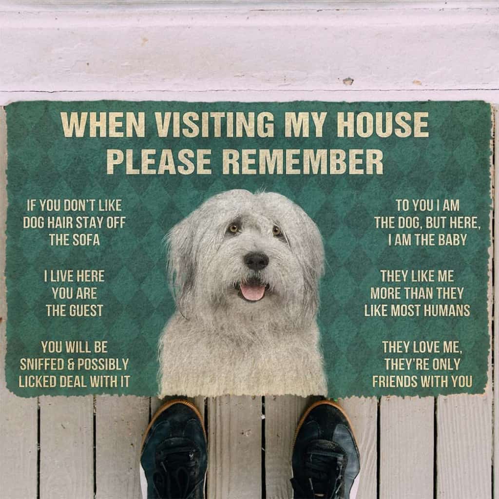 Dog Doormat 3D Please Remember English Sheepdog House Rules Custom Doormat