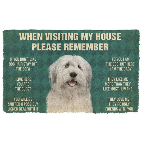 Dog Doormat 3D Please Remember English Sheepdog House Rules Custom Doormat