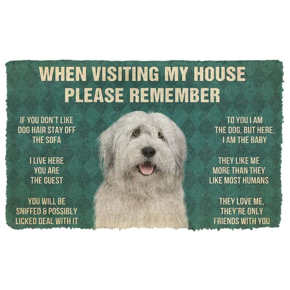Dog Doormat 3D Please Remember English Sheepdog House Rules Custom Doormat