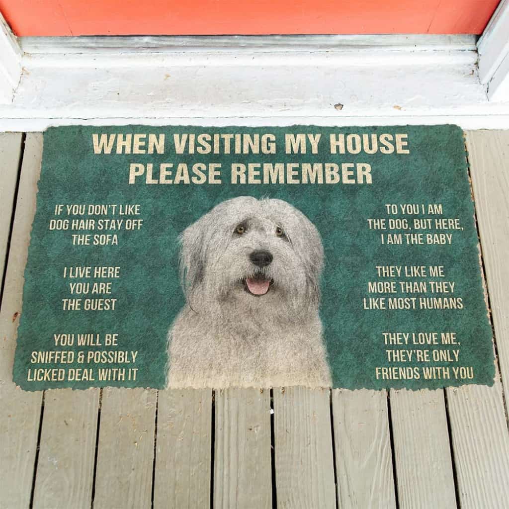 Dog Doormat 3D Please Remember English Sheepdog House Rules Custom Doormat