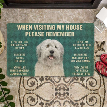 Dog Doormat 3D Please Remember English Sheepdog House Rules Custom Doormat