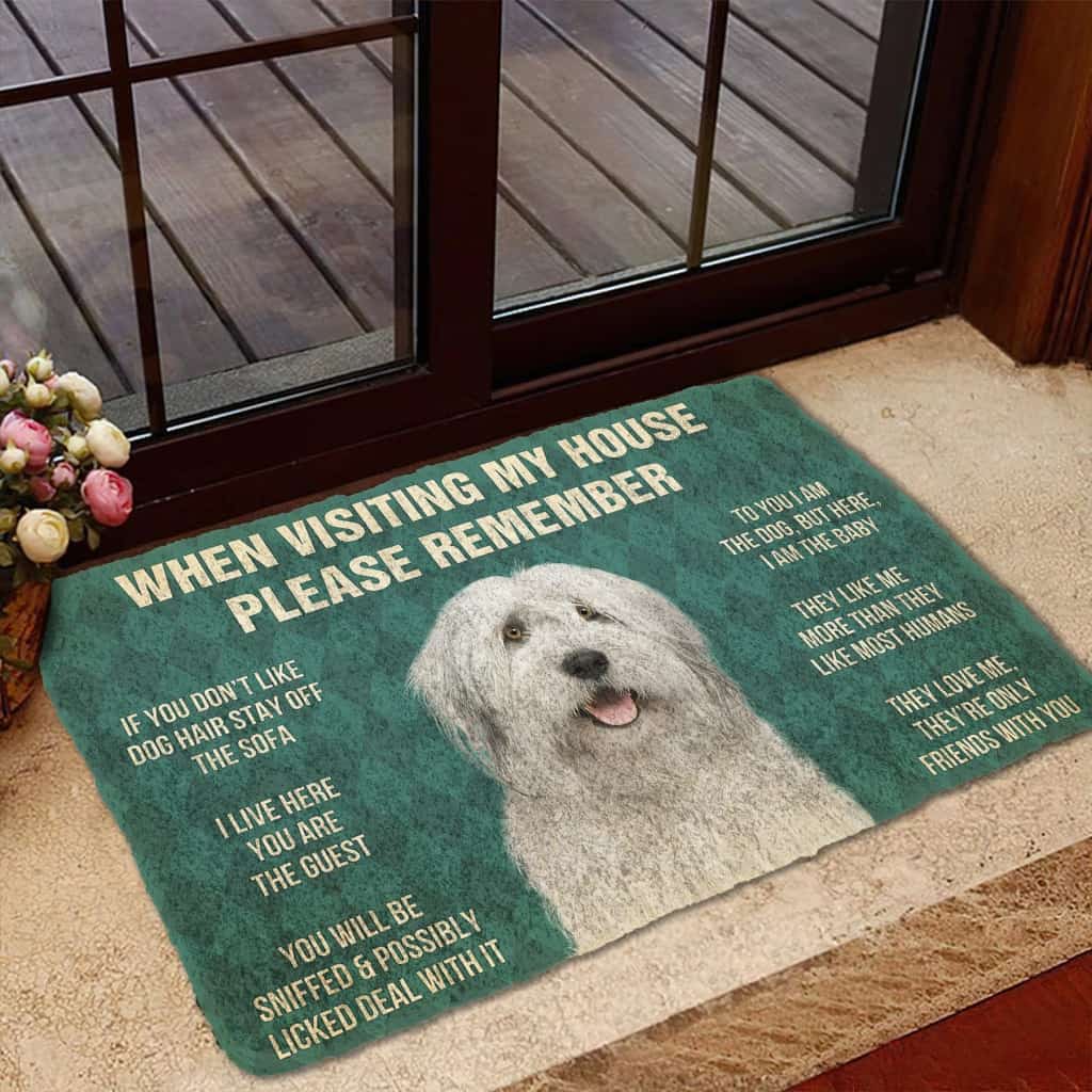 Dog Doormat 3D Please Remember English Sheepdog House Rules Custom Doormat
