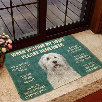 Dog Doormat 3D Please Remember English Sheepdog House Rules Custom Doormat