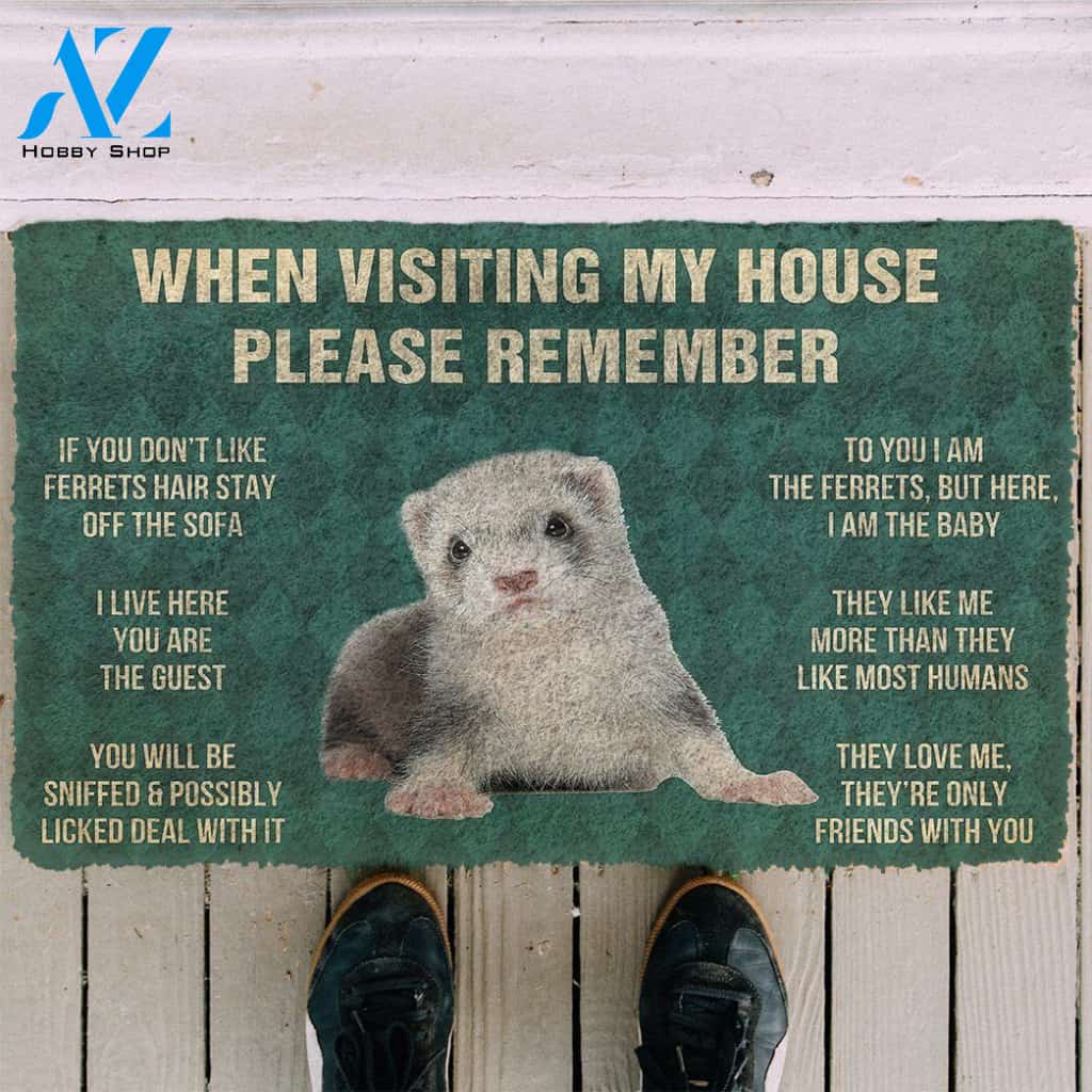 Dog Doormat 3D PLEASE REMEMBER FERRETS DOORMAT