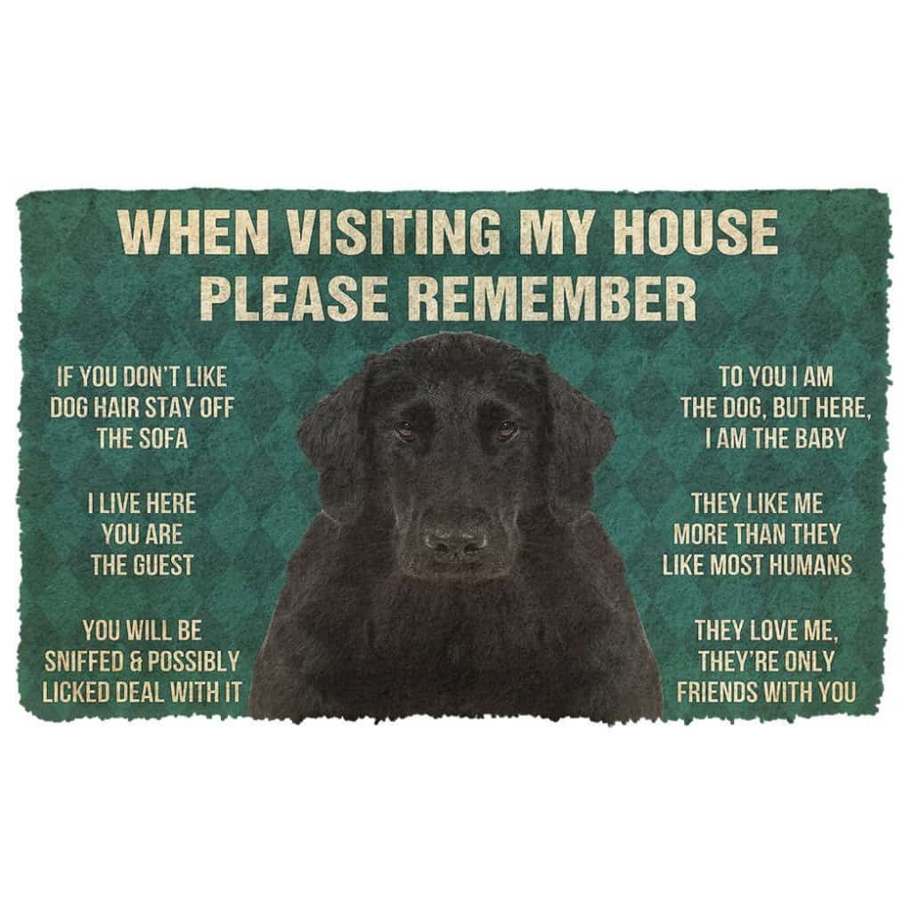 Dog Doormat 3D Please Remember Flat Coated Retriever Dogs House Rules Doormat