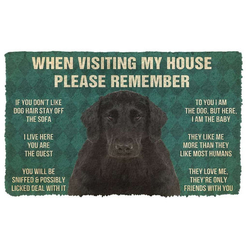 Dog Doormat 3D Please Remember Flat Coated Retriever Dogs House Rules Doormat