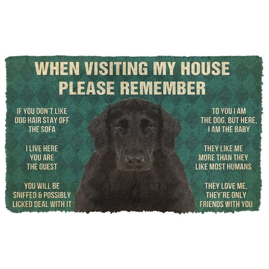 Dog Doormat 3D Please Remember Flat Coated Retriever Dogs House Rules Doormat