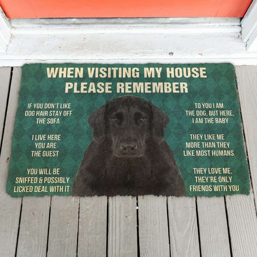 Dog Doormat 3D Please Remember Flat Coated Retriever Dogs House Rules Doormat