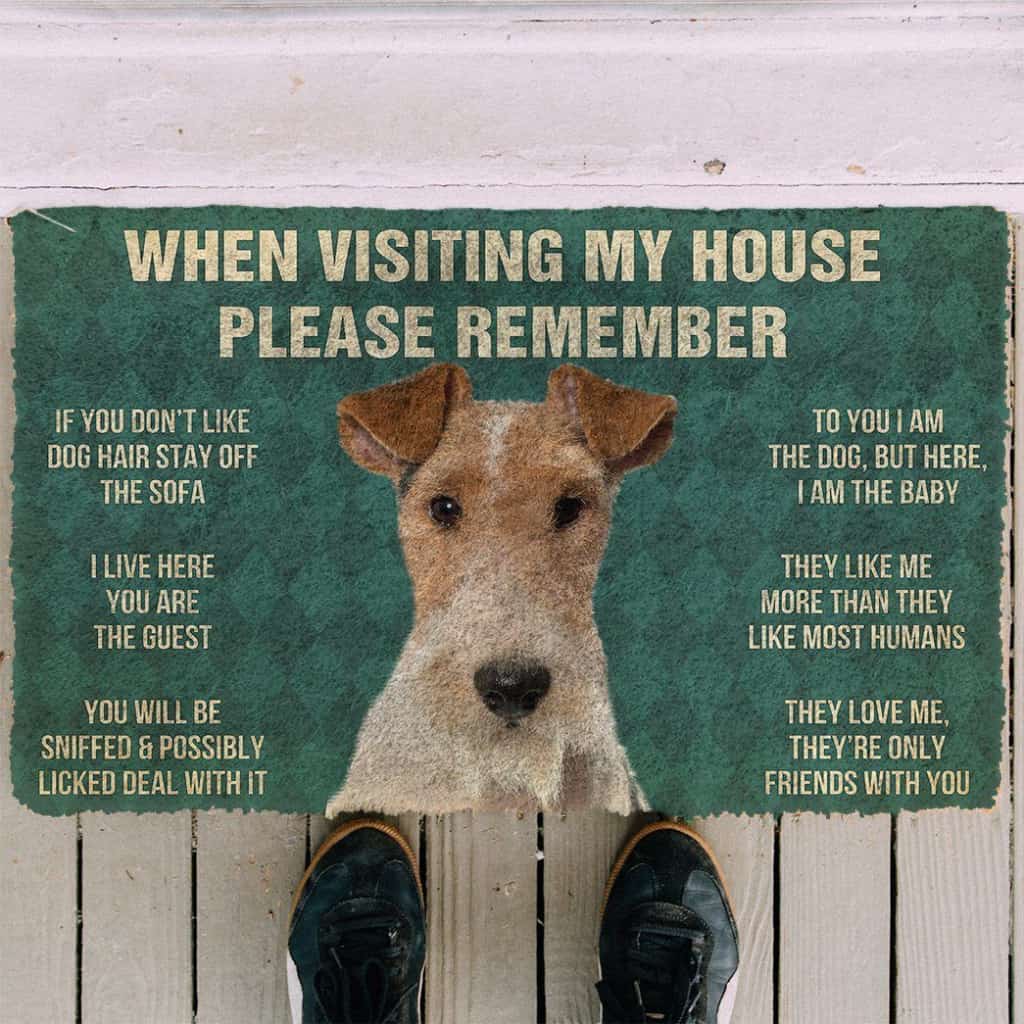 Dog Doormat 3D Please Remember Fox Terrier Dogs House Rules Doormat