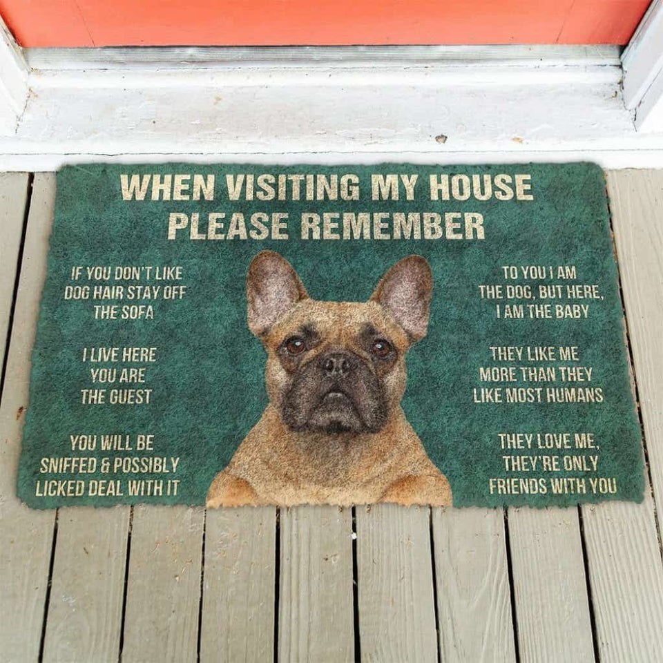 Dog Doormat 3D Please Remember French Bulldog Dog's House Rules Doormat