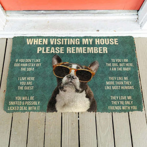 Dog Doormat 3D Please Remember French Bulldog With Glasses Dogs House Rules Custom Doormat