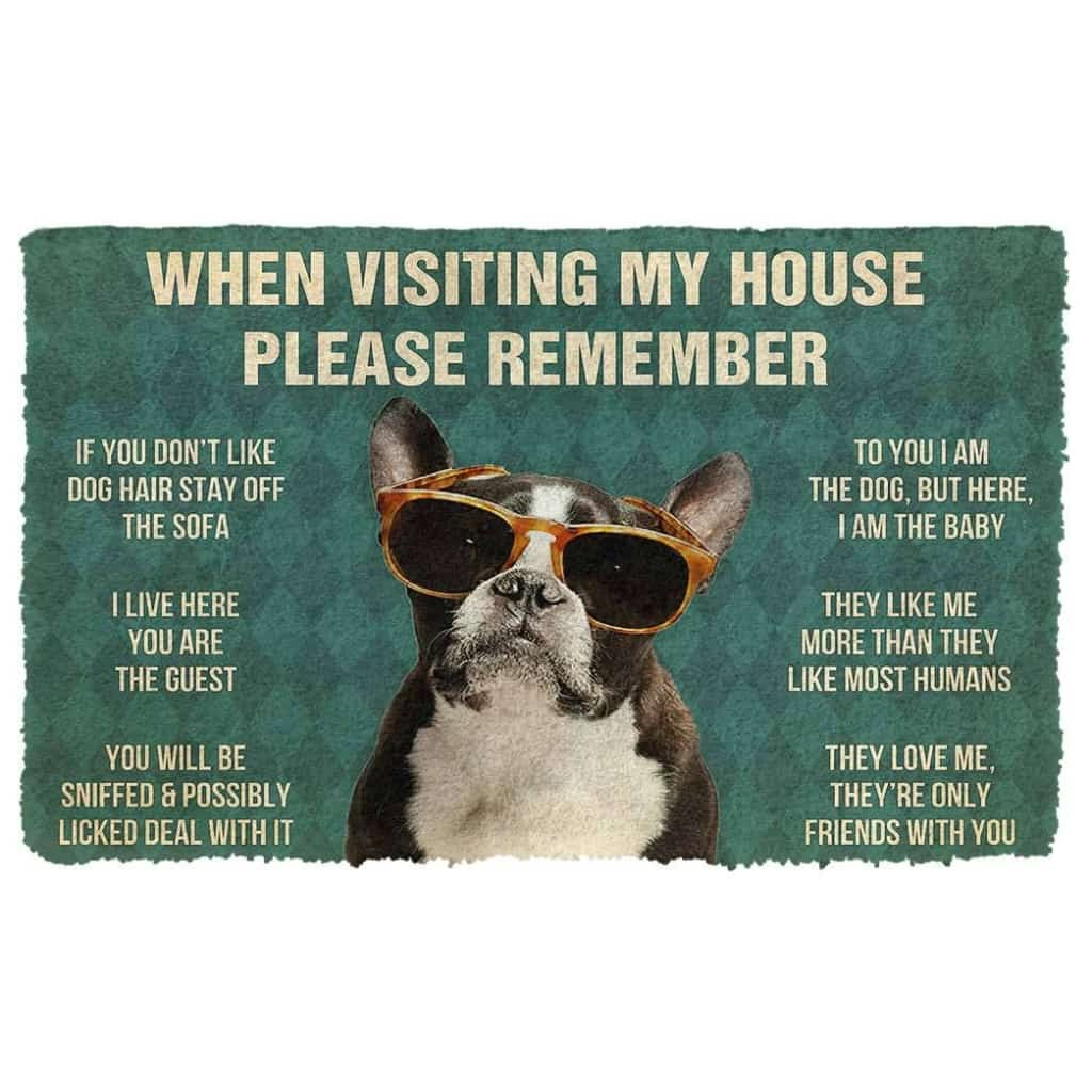 Dog Doormat 3D Please Remember French Bulldog With Glasses Dogs House Rules Custom Doormat