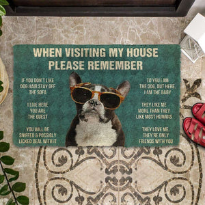 Dog Doormat 3D Please Remember French Bulldog With Glasses Dogs House Rules Custom Doormat