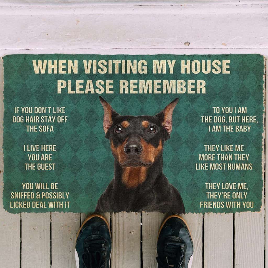 Dog Doormat 3D Please Remember German Pinscher Dogs House Rules Doormat