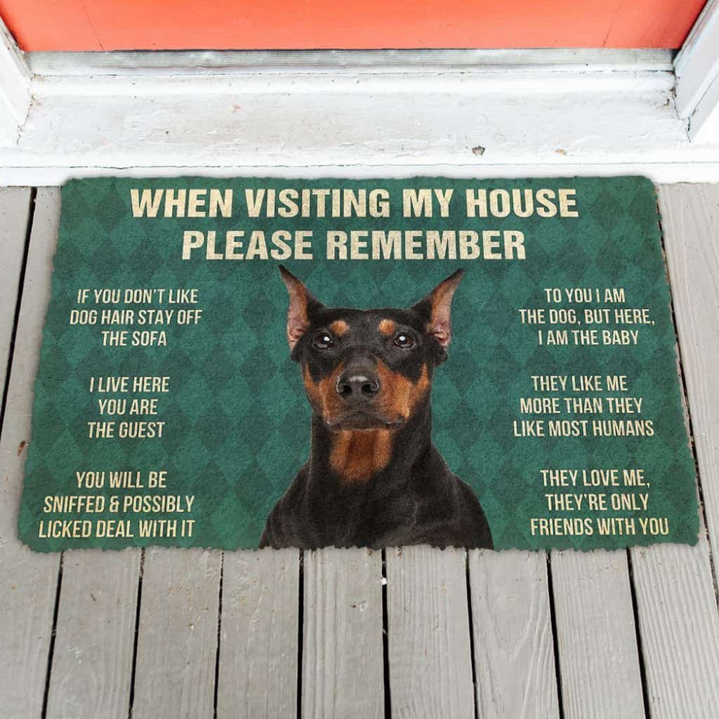 Dog Doormat 3D Please Remember German Pinscher Dogs House Rules Doormat