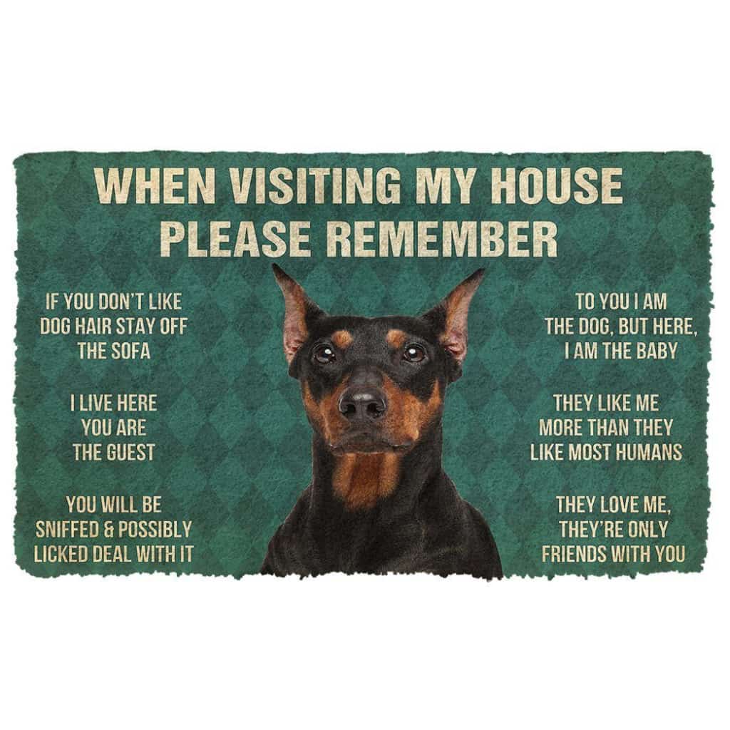 Dog Doormat 3D Please Remember German Pinscher Dogs House Rules Doormat