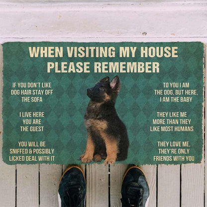 Dog Doormat 3D Please Remember German Shepherd Puppy Dogs House Rules Custom Doormat