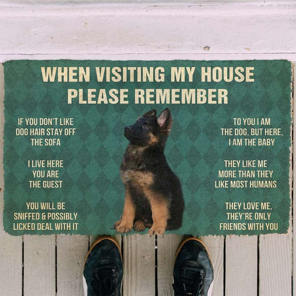 Dog Doormat 3D Please Remember German Shepherd Puppy Dogs House Rules Custom Doormat