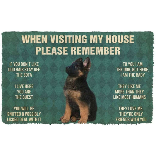 Dog Doormat 3D Please Remember German Shepherd Puppy Dogs House Rules Custom Doormat