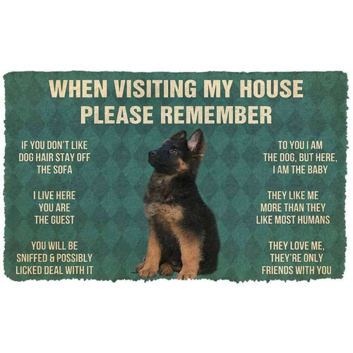 Dog Doormat 3D Please Remember German Shepherd Puppy Dogs House Rules Custom Doormat