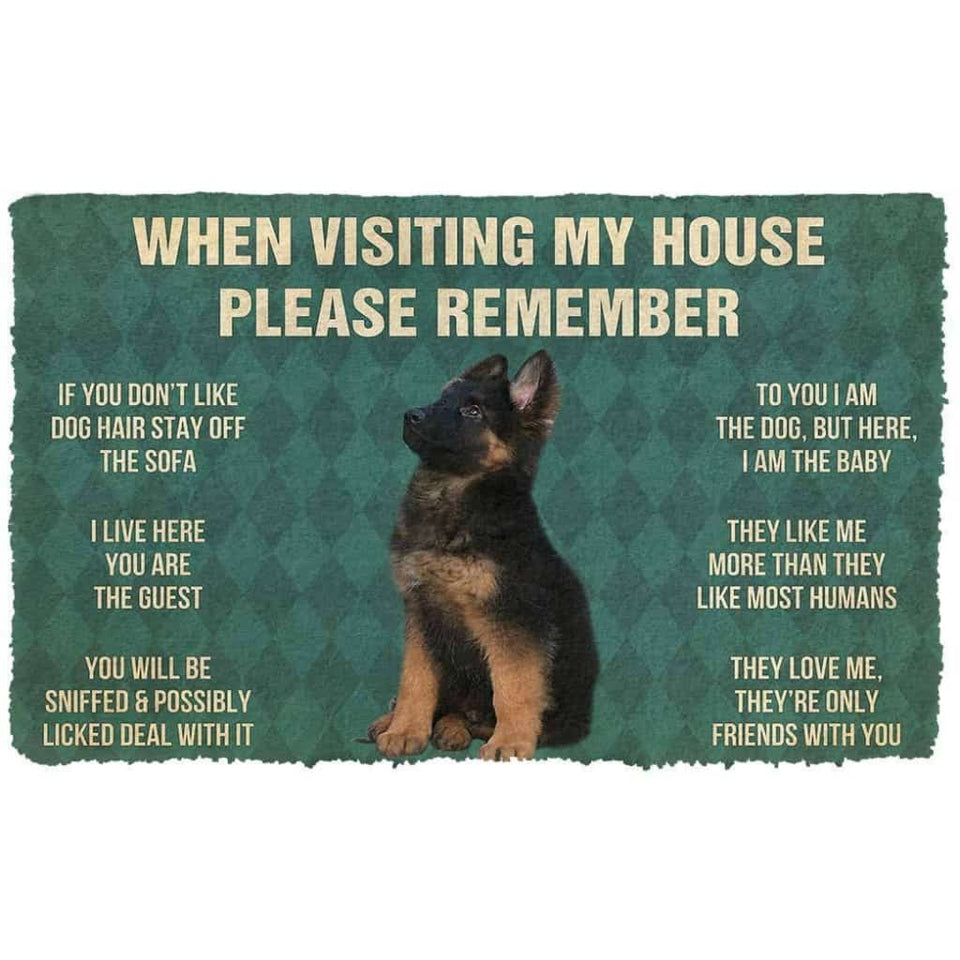 Dog Doormat 3D Please Remember German Shepherd Puppy Dogs House Rules Custom Doormat