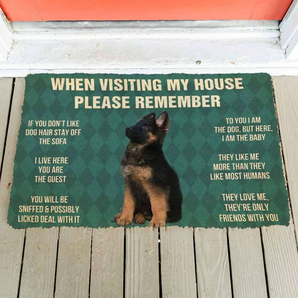 Dog Doormat 3D Please Remember German Shepherd Puppy Dogs House Rules Custom Doormat