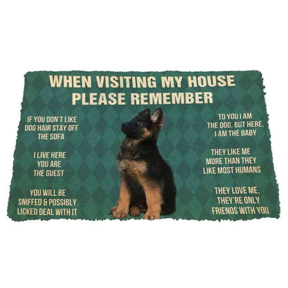 Dog Doormat 3D Please Remember German Shepherd Puppy Dogs House Rules Custom Doormat