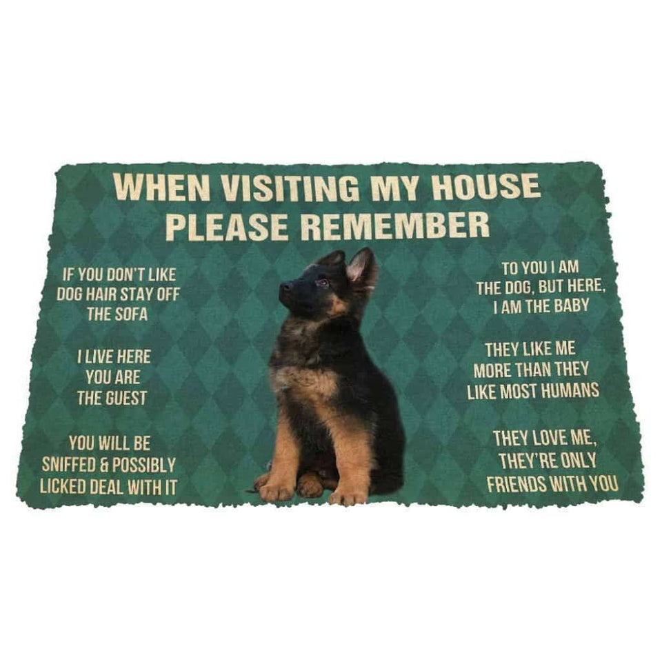 Dog Doormat 3D Please Remember German Shepherd Puppy Dogs House Rules Custom Doormat