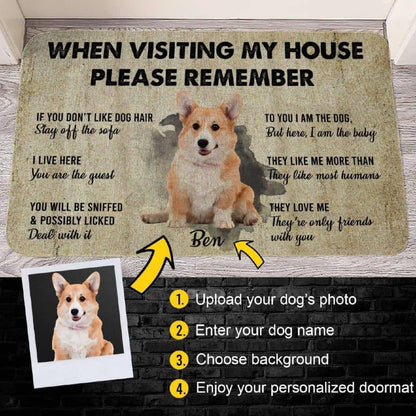 Dog Doormat 3D Please Remember Golden Retriever Dog's House Rules Custom Doormat