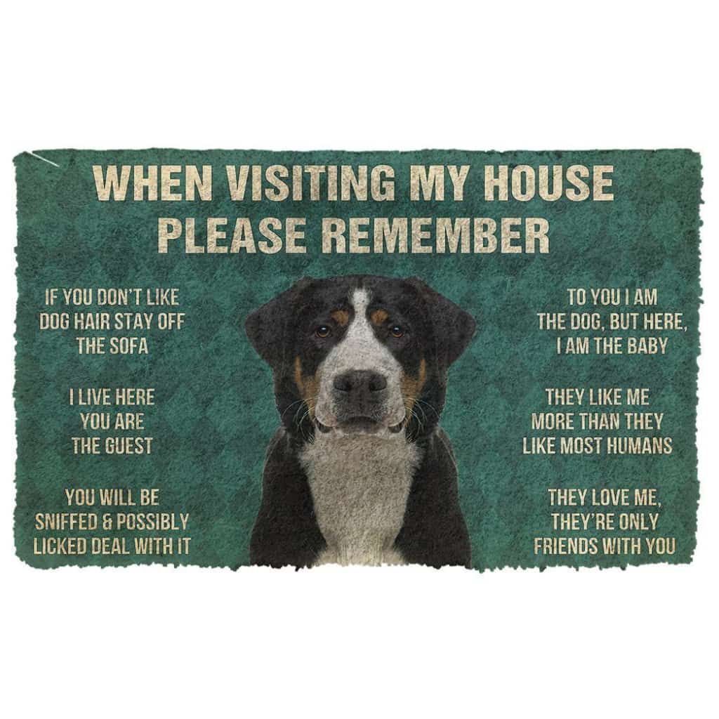 Dog Doormat 3D Please Remember Greater Swiss Mountain Dogs House Rules Doormat