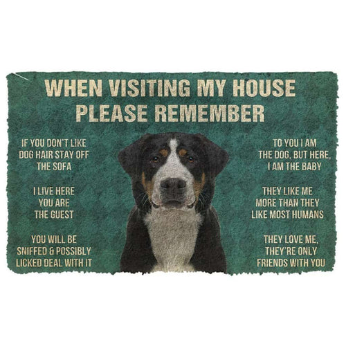 Dog Doormat 3D Please Remember Greater Swiss Mountain Dogs House Rules Doormat