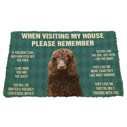 Dog Doormat 3D Please Remember Irish Water Spaniel Dogs House Rules Custom Doormat