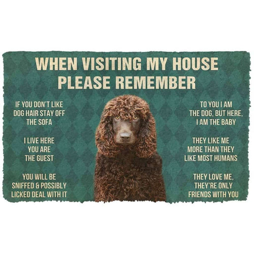 Dog Doormat 3D Please Remember Irish Water Spaniel Dogs House Rules Custom Doormat
