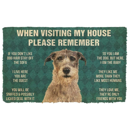 Dog Doormat 3D Please Remember Irish Wolfhound Dogs House Rules Doormat