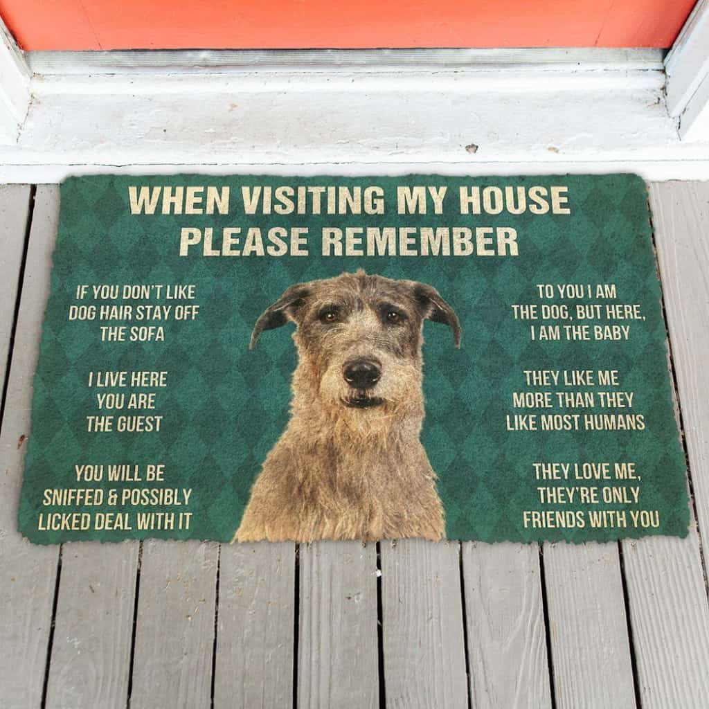 Dog Doormat 3D Please Remember Irish Wolfhound Dogs House Rules Doormat