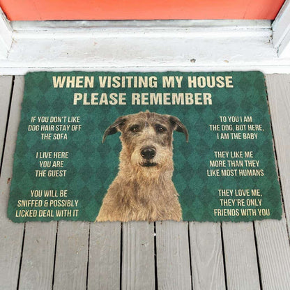 Dog Doormat 3D Please Remember Irish Wolfhound Dogs House Rules Doormat