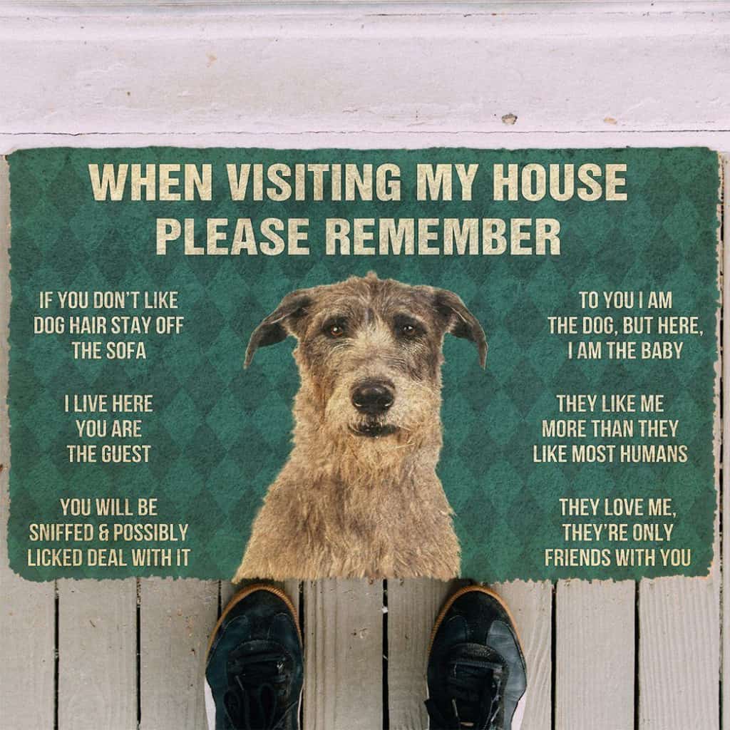 Dog Doormat 3D Please Remember Irish Wolfhound Dogs House Rules Doormat
