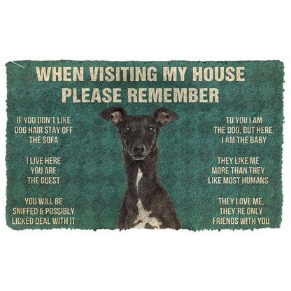 Dog Doormat 3D Please Remember Italian Greyhound House Rules Custom Doormat