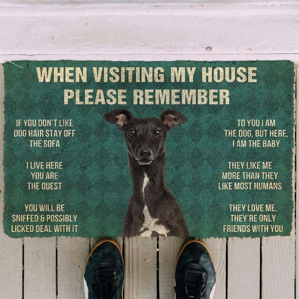 Dog Doormat 3D Please Remember Italian Greyhound House Rules Custom Doormat