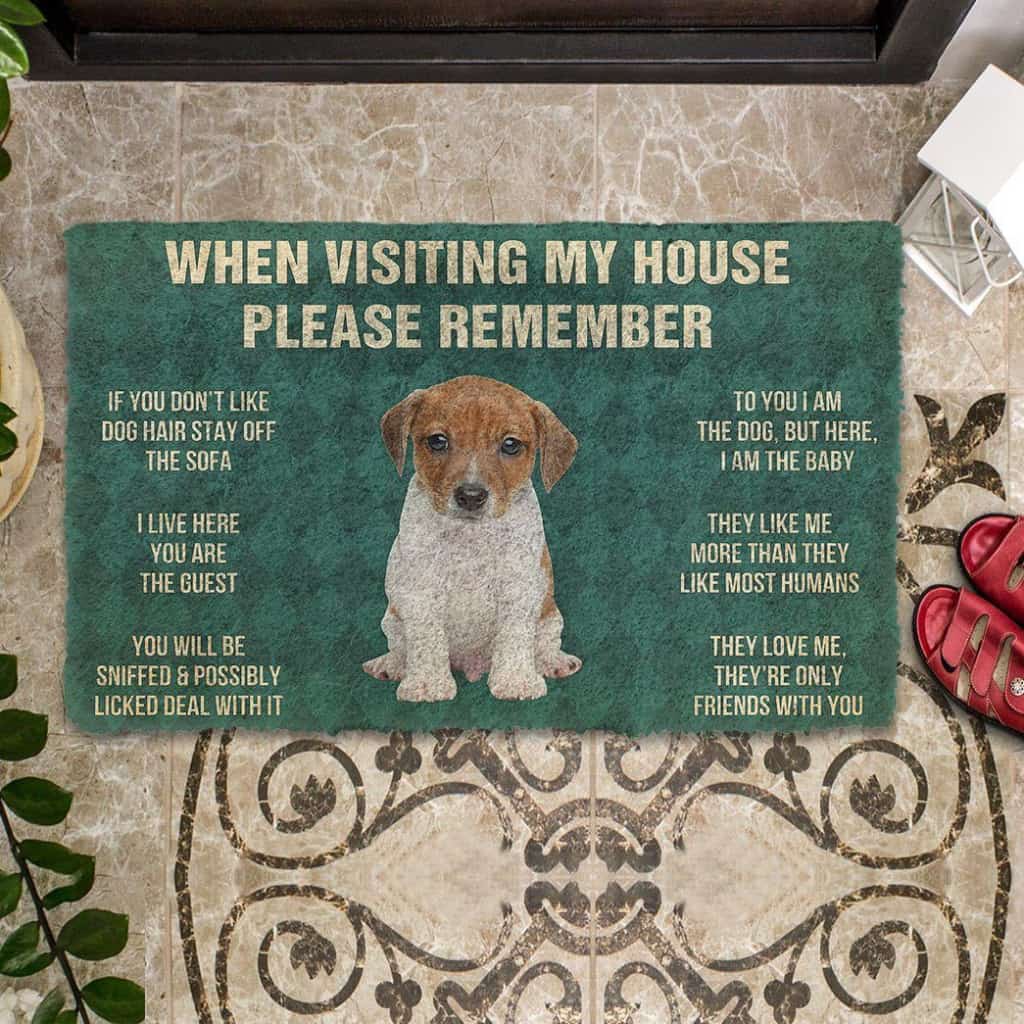 Dog Doormat 3D Please Remember Jack Russell Terrier Puppy Dogs House Rules Custom Doormat