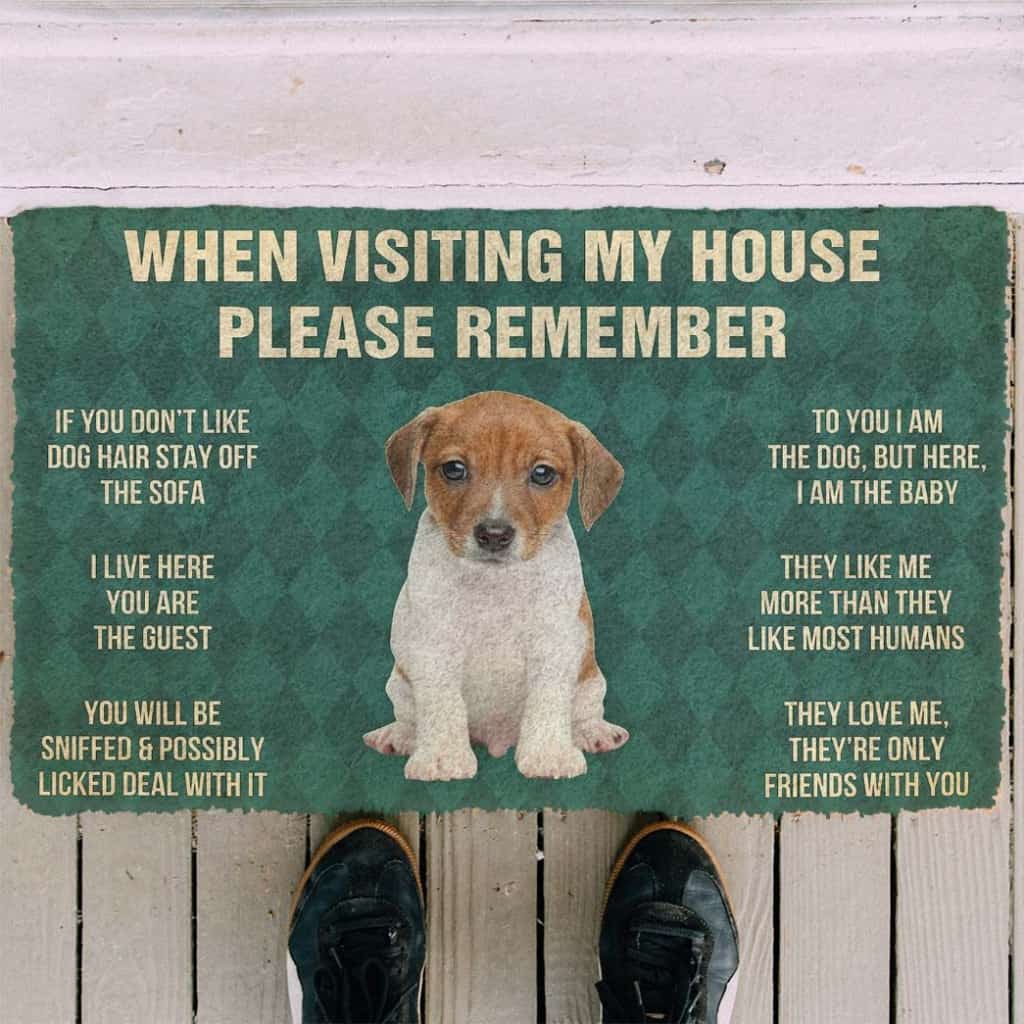 Dog Doormat 3D Please Remember Jack Russell Terrier Puppy Dogs House Rules Custom Doormat