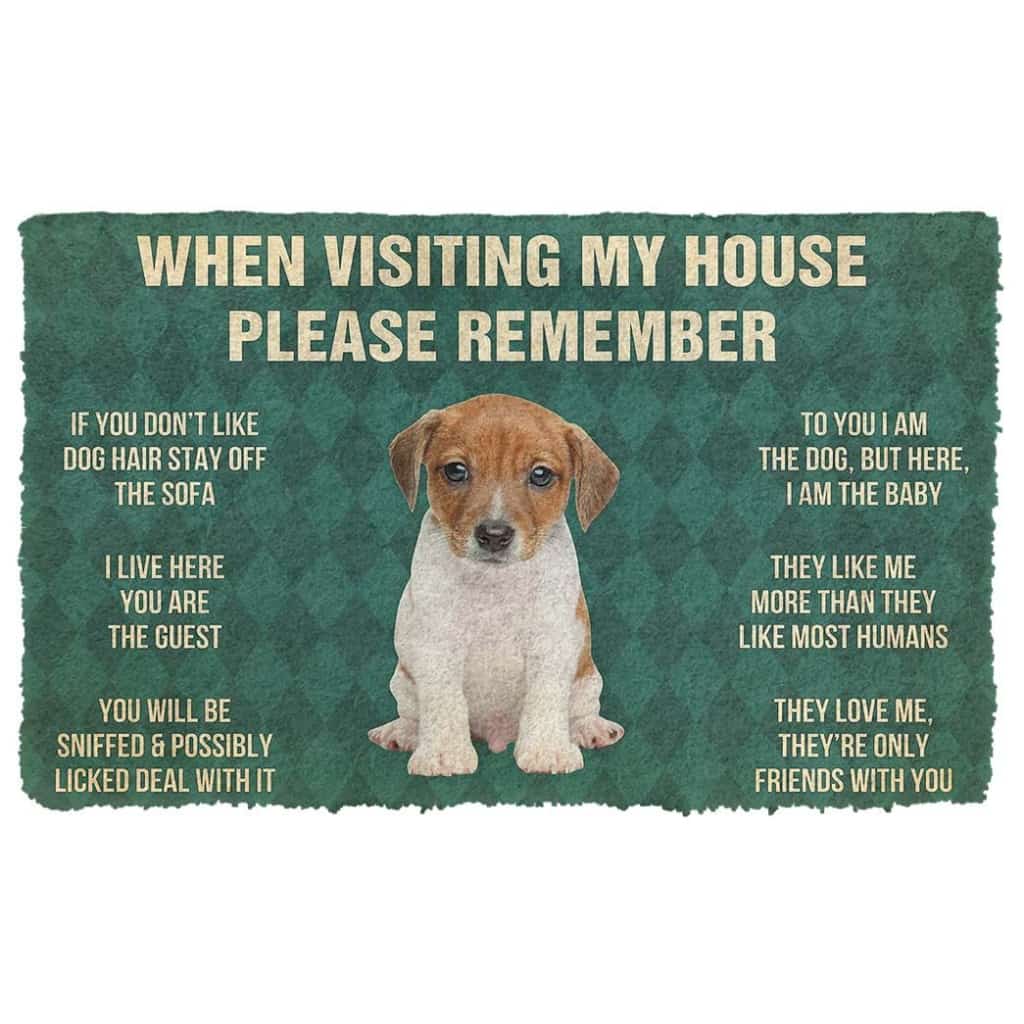 Dog Doormat 3D Please Remember Jack Russell Terrier Puppy Dogs House Rules Custom Doormat