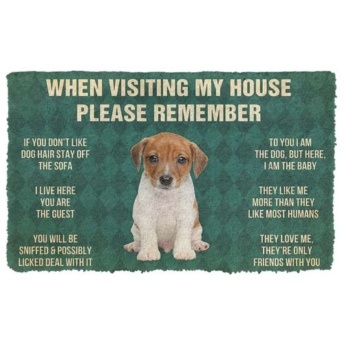 Dog Doormat 3D Please Remember Jack Russell Terrier Puppy Dogs House Rules Custom Doormat