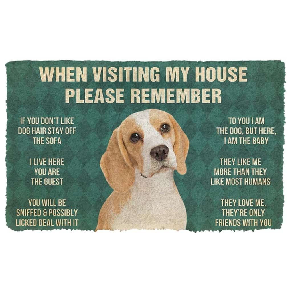 Dog Doormat 3D Please Remember Lemon Beagle Dogs House Rule Custom Doormat