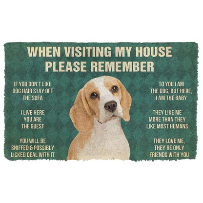 Dog Doormat 3D Please Remember Lemon Beagle Dogs House Rule Custom Doormat